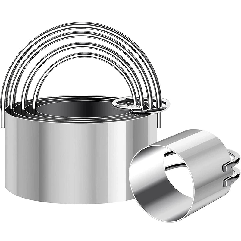 Set of metal cookie cutters on a white background